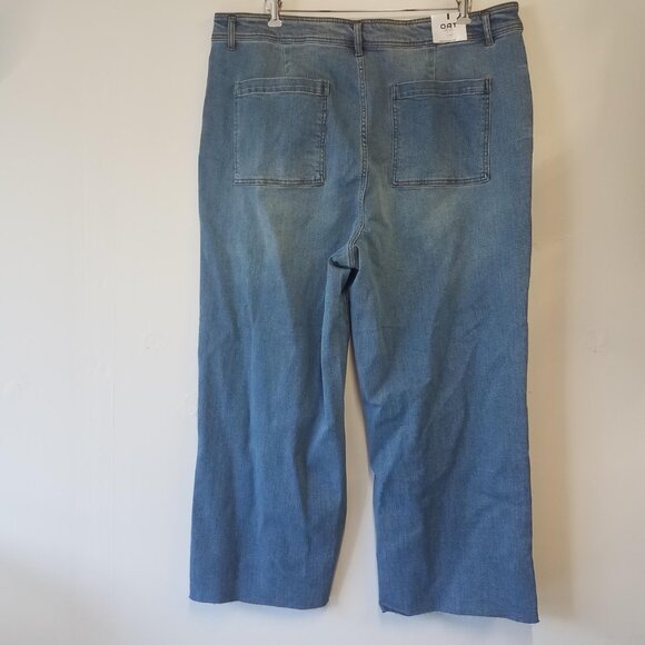 OAT New York Jeans Womens 22W High Rise Wide Leg Frayed Hem Denim Plus New - Picture 8 of 12